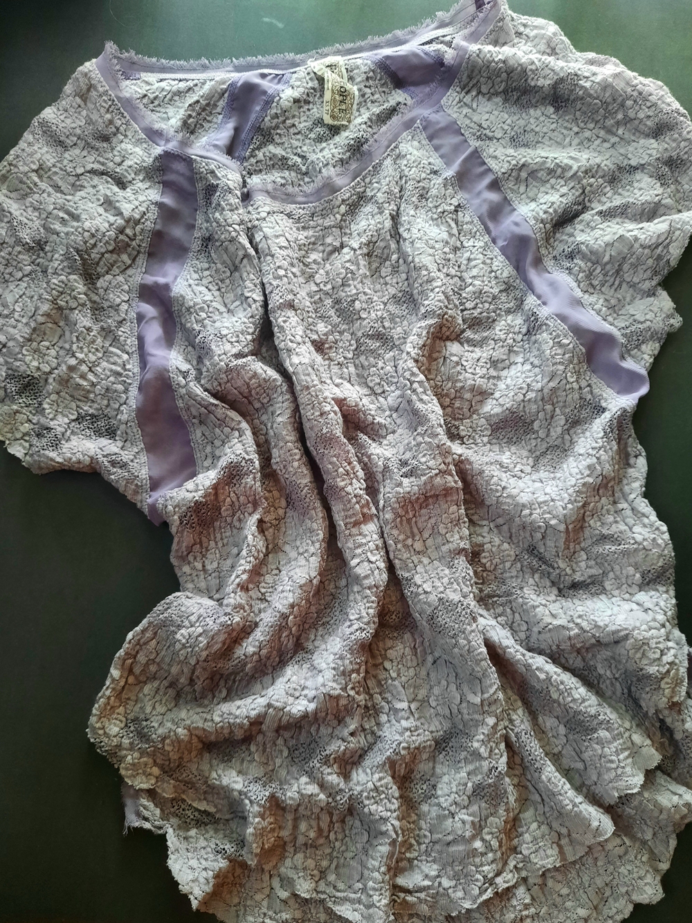 Free People V-Neck Relaxed Fit Lavender Lace Blouse